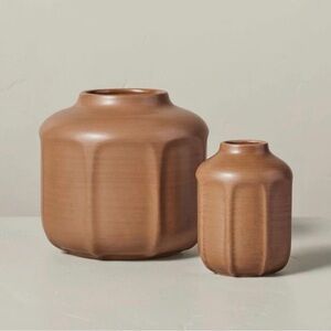 Hearth & Hand™ with Magnolia 4.75” & 6” Faceted Ceramic Bud Vases Brown